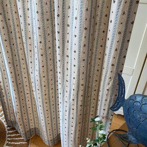 Custom Linen Stripe Floral Curtains